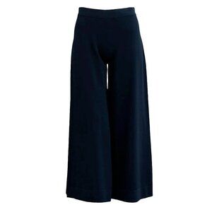 D. Exterior Women's Size XL Navy Blue Elastic Waist Wide Leg Knit Crop Pants